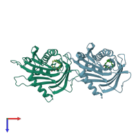 PDB entry 3h3s coloured by chain, top view.