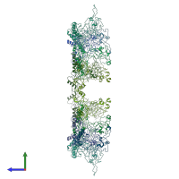 PDB entry 3h3y coloured by chain, side view.