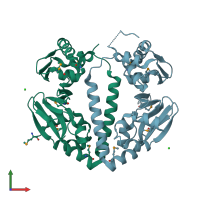 PDB entry 3h3z coloured by chain, front view.
