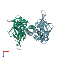 PDB entry 3h3z coloured by chain, top view.