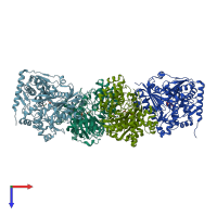 PDB entry 3h45 coloured by chain, top view.