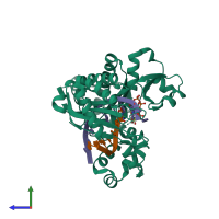 PDB entry 3h4b coloured by chain, side view.