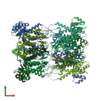PDB entry 3h4e coloured by chain, front view.