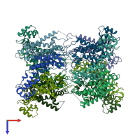 PDB entry 3h4e coloured by chain, top view.