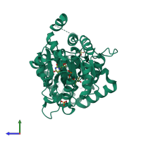 PDB entry 3h4i coloured by chain, side view.