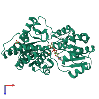 PDB entry 3h4i coloured by chain, top view.