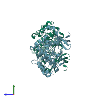 PDB entry 3h4j coloured by chain, side view.