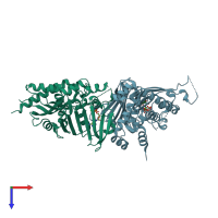 PDB entry 3h4l coloured by chain, top view.