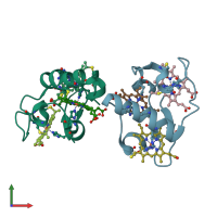 PDB entry 3h4n coloured by chain, front view.