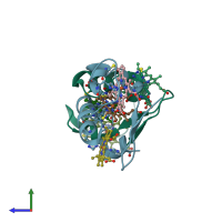 PDB entry 3h4n coloured by chain, side view.