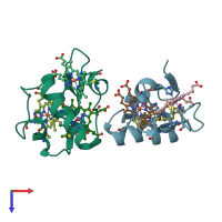 PDB entry 3h4n coloured by chain, top view.