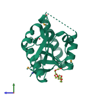 PDB entry 3h4q coloured by chain, side view.