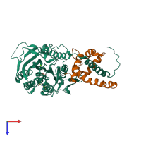 PDB entry 3h4s coloured by chain, top view.