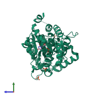 PDB entry 3h4t coloured by chain, side view.