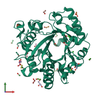 PDB entry 3h4x coloured by chain, front view.
