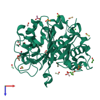 PDB entry 3h4x coloured by chain, top view.