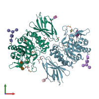 PDB entry 3h53 coloured by chain, front view.