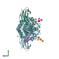 PDB entry 3h53 coloured by chain, side view.