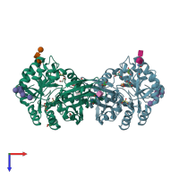 PDB entry 3h53 coloured by chain, top view.