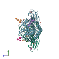 PDB entry 3h54 coloured by chain, side view.