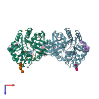 PDB entry 3h54 coloured by chain, top view.