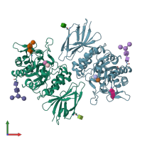 PDB entry 3h55 coloured by chain, front view.