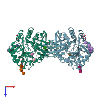 PDB entry 3h55 coloured by chain, top view.