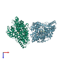 PDB entry 3h59 coloured by chain, top view.