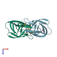 PDB entry 3h5b coloured by chain, top view.