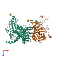 PDB entry 3h5c coloured by chain, top view.