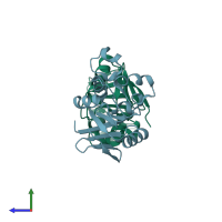 PDB entry 3h5e coloured by chain, side view.