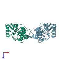 PDB entry 3h5h coloured by chain, top view.