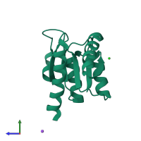 PDB entry 3h5i coloured by chain, side view.