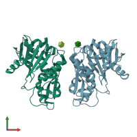 PDB entry 3h5k coloured by chain, front view.