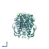 PDB entry 3h5k coloured by chain, side view.