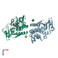 PDB entry 3h5k coloured by chain, top view.
