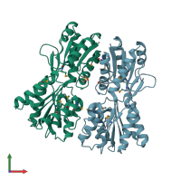 PDB entry 3h5o coloured by chain, front view.