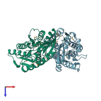PDB entry 3h5o coloured by chain, top view.