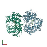 PDB entry 3h5s coloured by chain, front view.