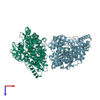 PDB entry 3h5s coloured by chain, top view.