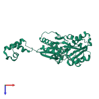 PDB entry 3h5t coloured by chain, top view.