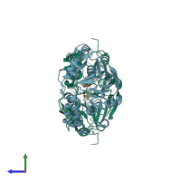 PDB entry 3h67 coloured by chain, side view.