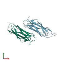 PDB entry 3h6a coloured by chain, front view.