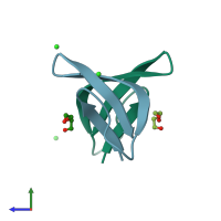 PDB entry 3h6c coloured by chain, side view.