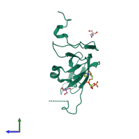 PDB entry 3h6d coloured by chain, side view.