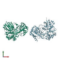 PDB entry 3h6e coloured by chain, front view.