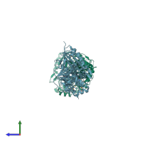 PDB entry 3h6e coloured by chain, side view.