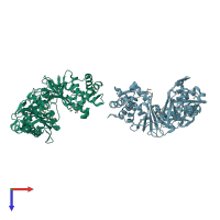 PDB entry 3h6e coloured by chain, top view.