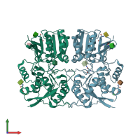 PDB entry 3h6h coloured by chain, front view.