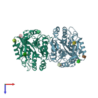 PDB entry 3h6h coloured by chain, top view.